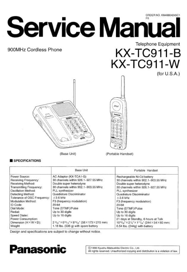 KX-TC911-B, KX-TC911-W